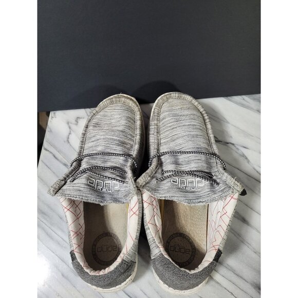 Hey Dude Shoes Wally Sox Men's 5 Womens 7 Casual Moc Sneakers Grey Canvas Flats - Picture 8 of 11